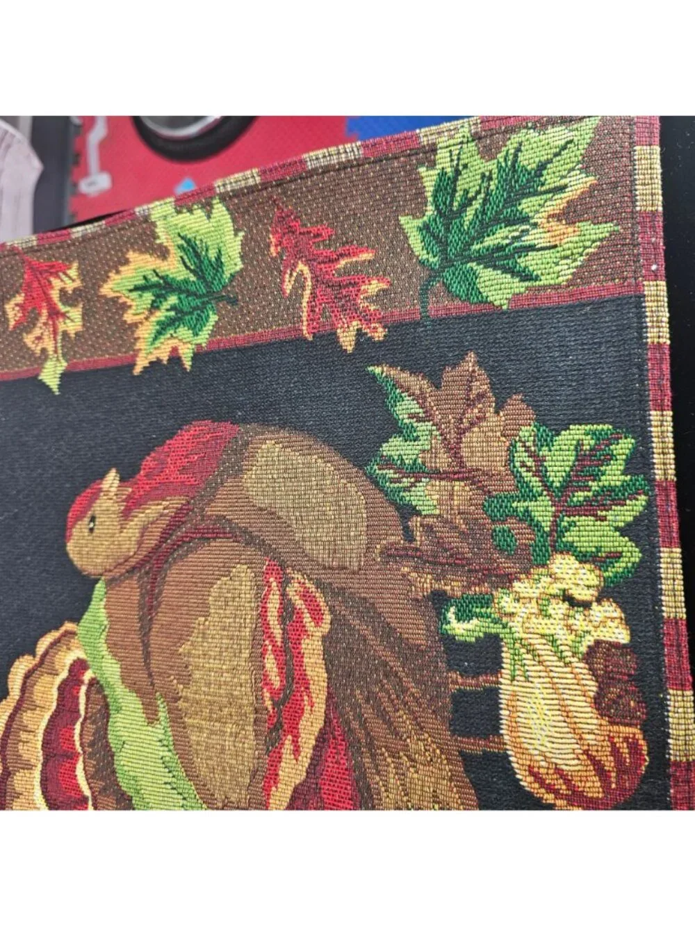 Thanksgiving Turkey Tapestry Placemats Set Of 4 Autumn Leaves Festive Dining Tab